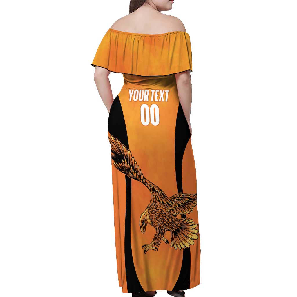 Custom Hyderabad India Cricket Off Shoulder Maxi Dress Go Sunrisers Eagle