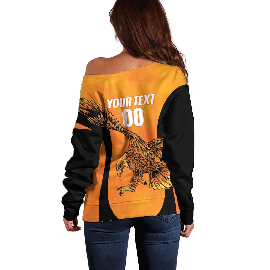 Custom Hyderabad India Cricket Off Shoulder Sweater Go Sunrisers Eagle