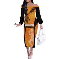 Custom Hyderabad India Cricket Off The Shoulder Long Sleeve Dress Go Sunrisers Eagle