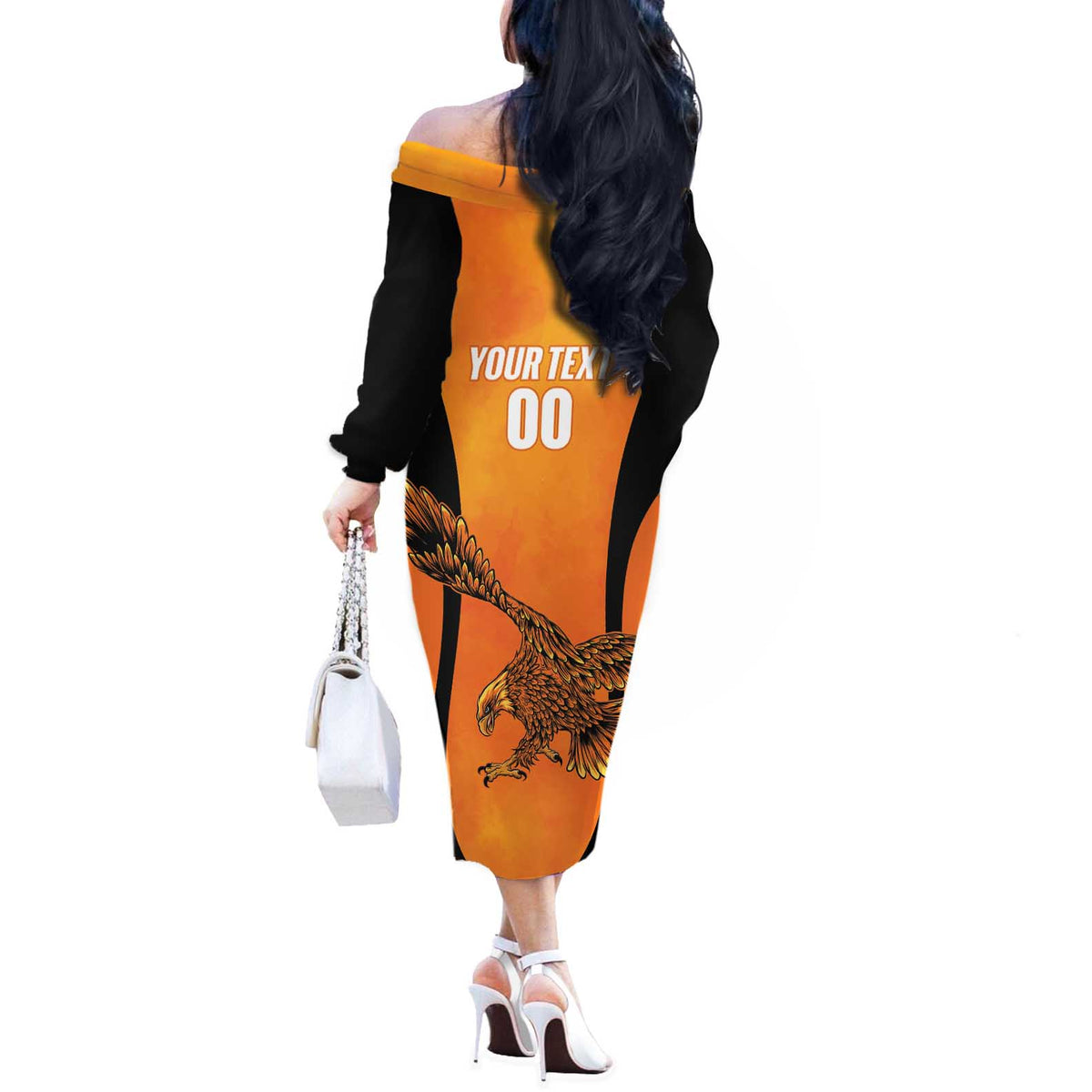 Custom Hyderabad India Cricket Off The Shoulder Long Sleeve Dress Go Sunrisers Eagle