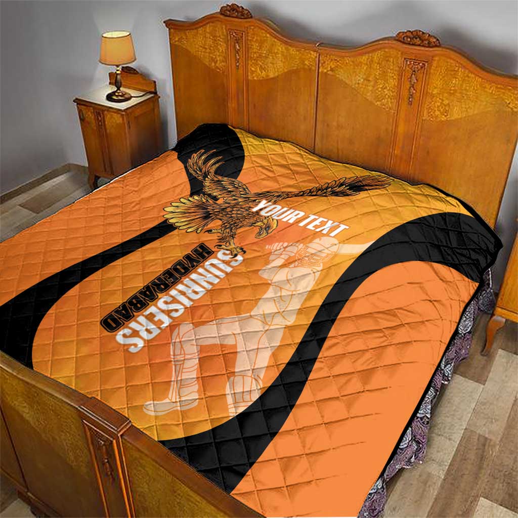 Custom Hyderabad India Cricket Quilt Go Sunrisers Eagle