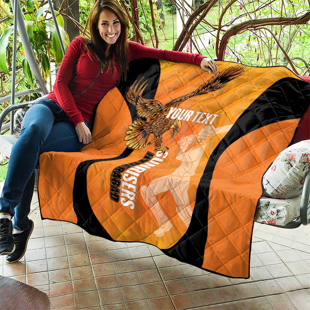 Custom Hyderabad India Cricket Quilt Go Sunrisers Eagle