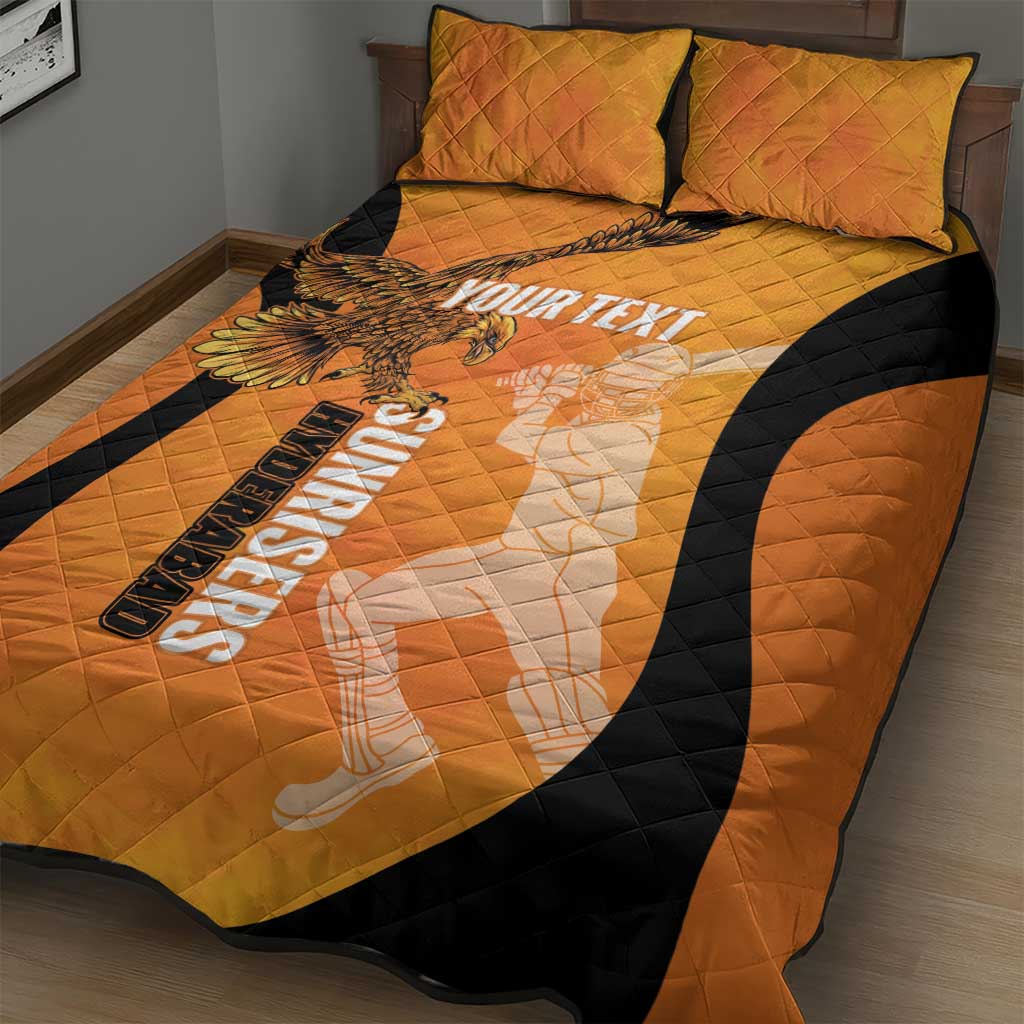 Custom Hyderabad India Cricket Quilt Bed Set Go Sunrisers Eagle
