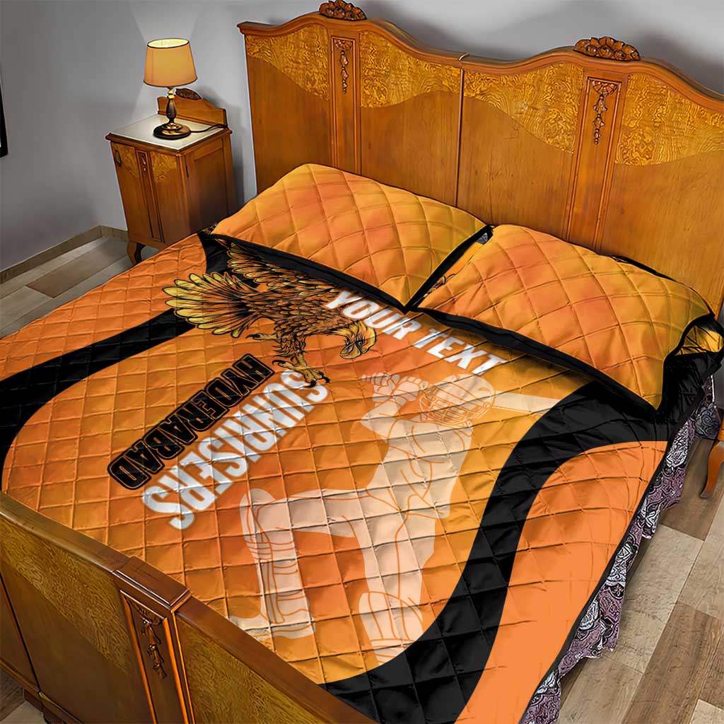 Custom Hyderabad India Cricket Quilt Bed Set Go Sunrisers Eagle
