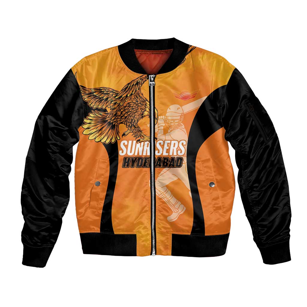 Custom Hyderabad India Cricket Sleeve Zip Bomber Jacket Go Sunrisers Eagle