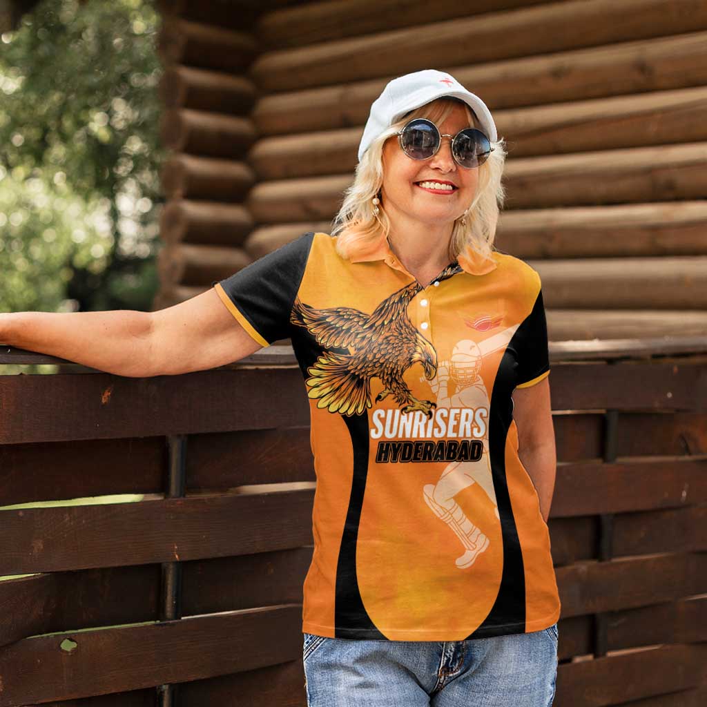 Custom Hyderabad India Cricket Women Polo Shirt Go Sunrisers Eagle