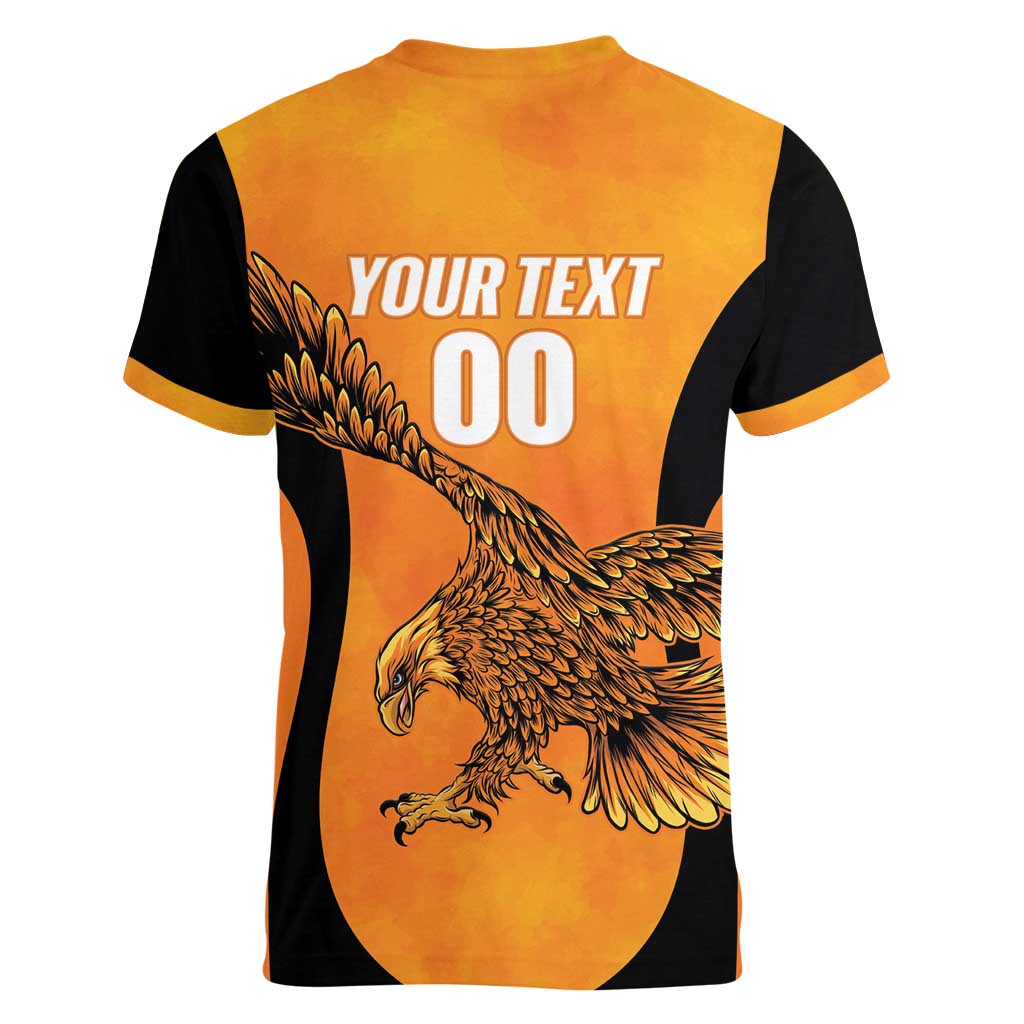 Custom Hyderabad India Cricket Women V-Neck T-Shirt Go Sunrisers Eagle