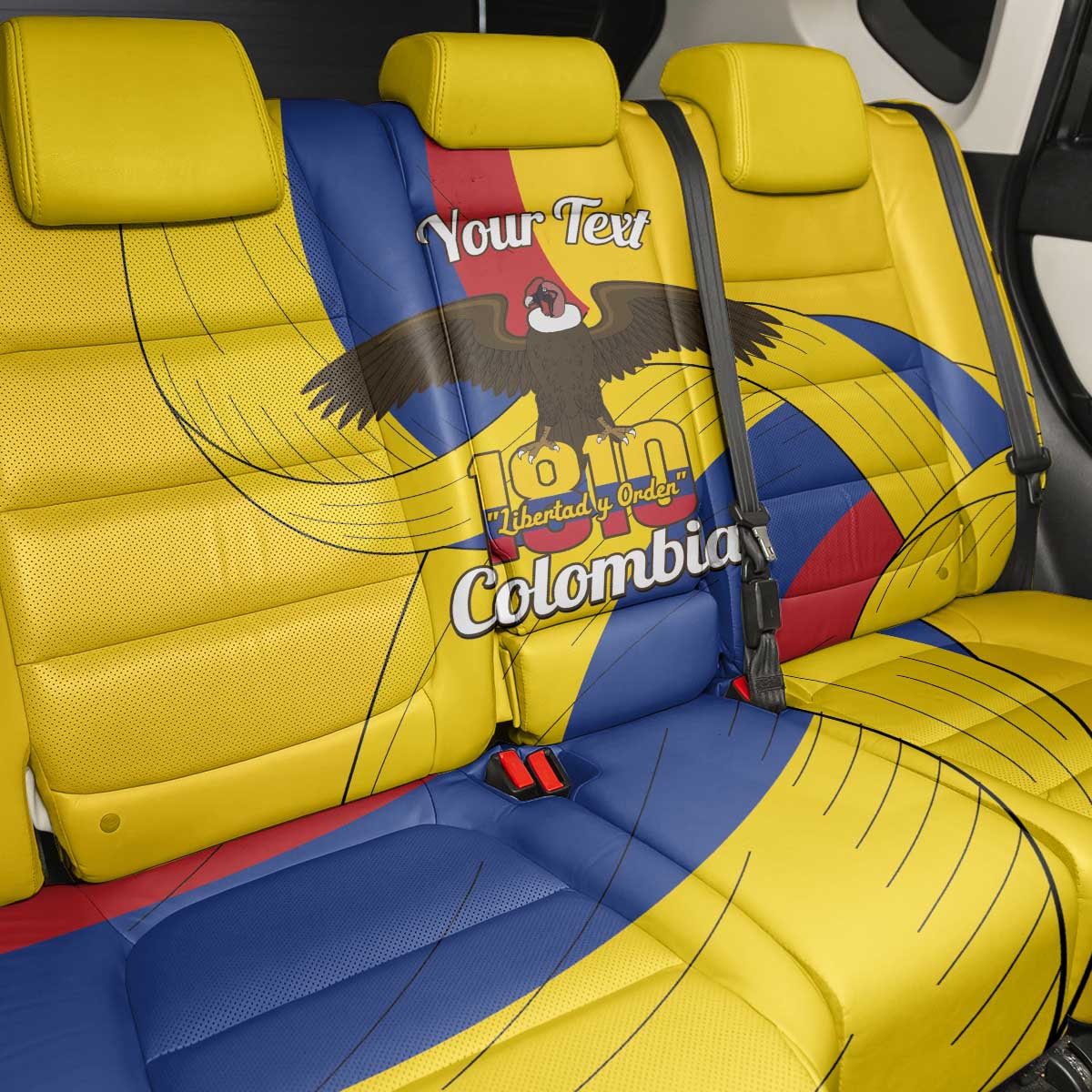 Personalised Colombia Independence Day Back Car Seat Cover 1810 Libertad y Orden