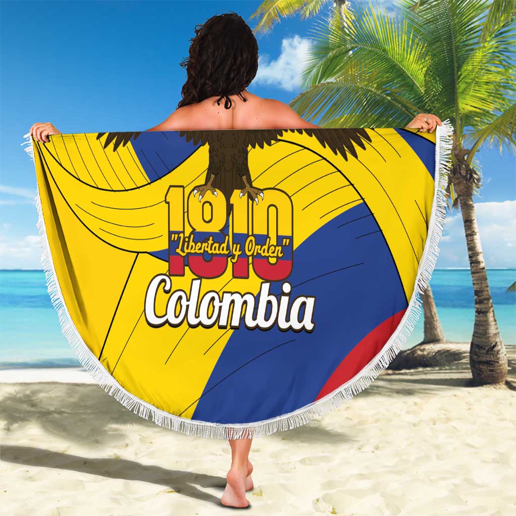 Personalised Colombia Independence Day Beach Blanket 1810 Libertad y Orden
