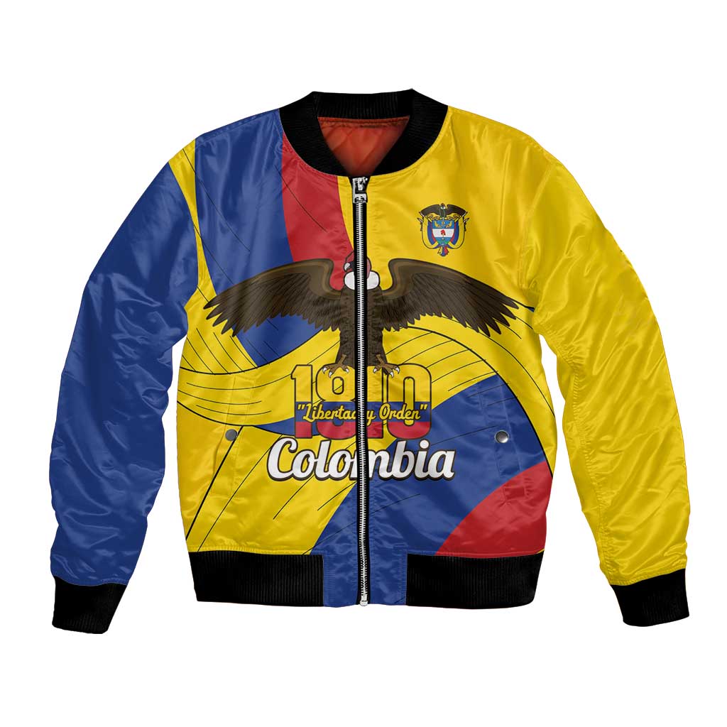 Personalised Colombia Independence Day Bomber Jacket 1810 Libertad y Orden