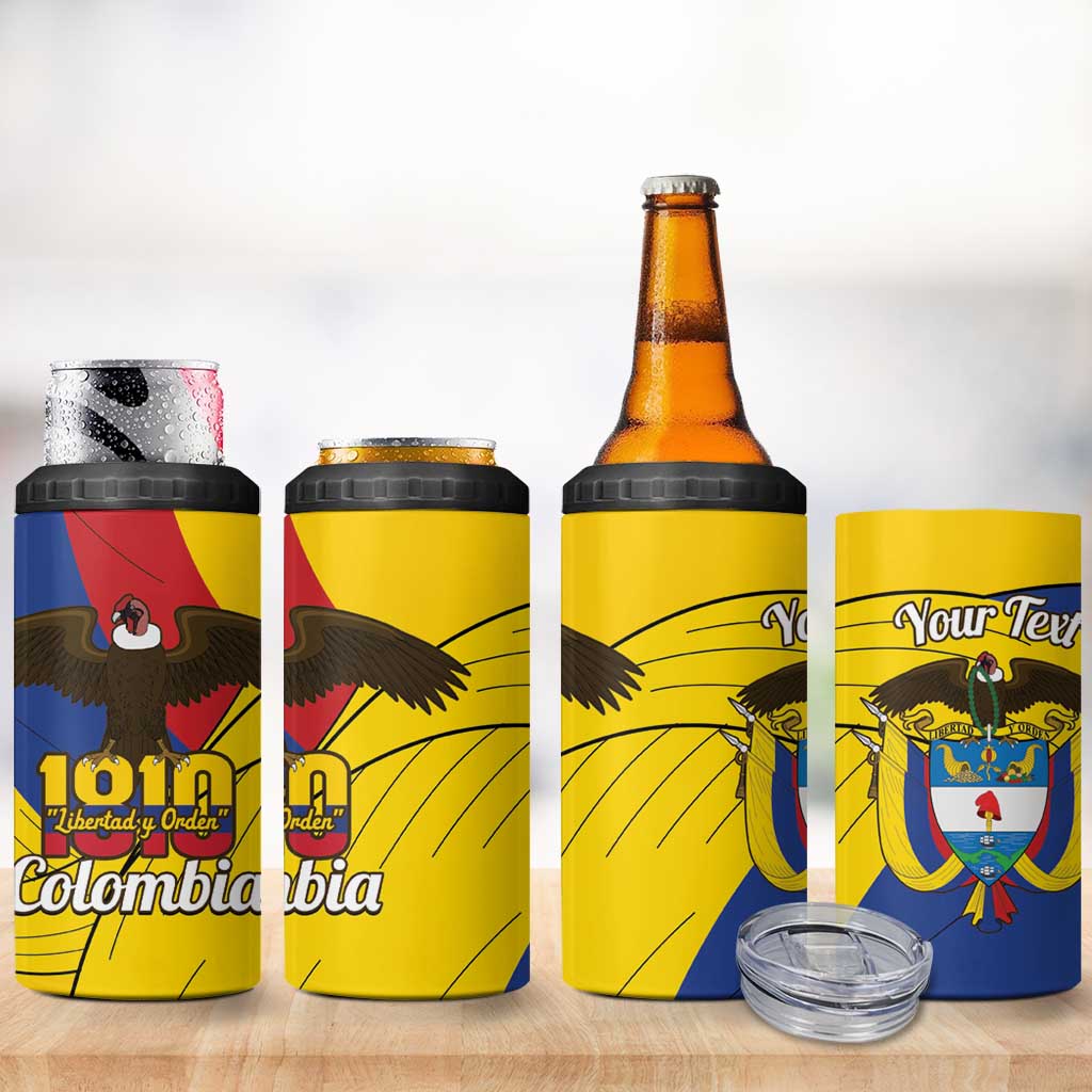 Personalised Colombia Independence Day 4 in 1 Can Cooler Tumbler 1810 Libertad y Orden