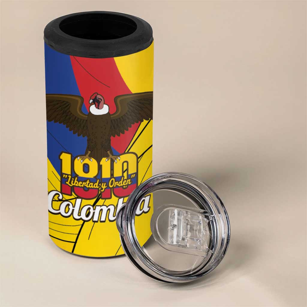 Personalised Colombia Independence Day 4 in 1 Can Cooler Tumbler 1810 Libertad y Orden