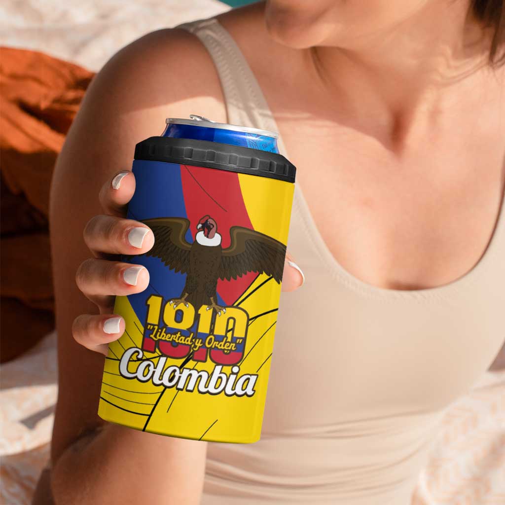 Personalised Colombia Independence Day 4 in 1 Can Cooler Tumbler 1810 Libertad y Orden