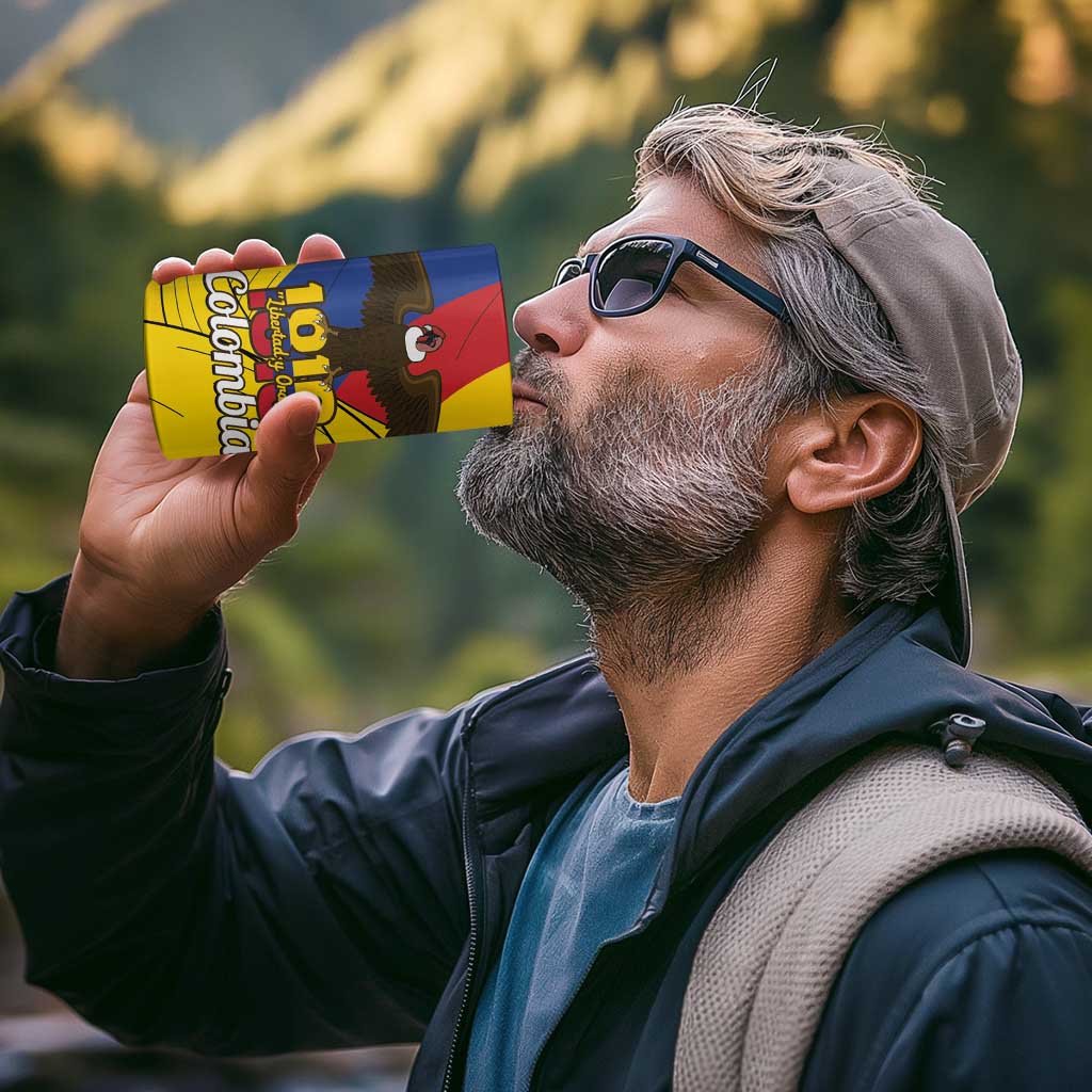 Personalised Colombia Independence Day 4 in 1 Can Cooler Tumbler 1810 Libertad y Orden