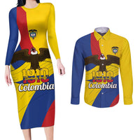 Personalised Colombia Independence Day Couples Matching Long Sleeve Bodycon Dress and Long Sleeve Button Shirt 1810 Libertad y Orden