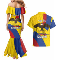 Personalised Colombia Independence Day Couples Matching Mermaid Dress and Hawaiian Shirt 1810 Libertad y Orden