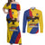 Personalised Colombia Independence Day Couples Matching Off Shoulder Maxi Dress and Long Sleeve Button Shirt 1810 Libertad y Orden