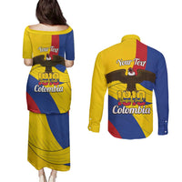 Personalised Colombia Independence Day Couples Matching Puletasi and Long Sleeve Button Shirt 1810 Libertad y Orden