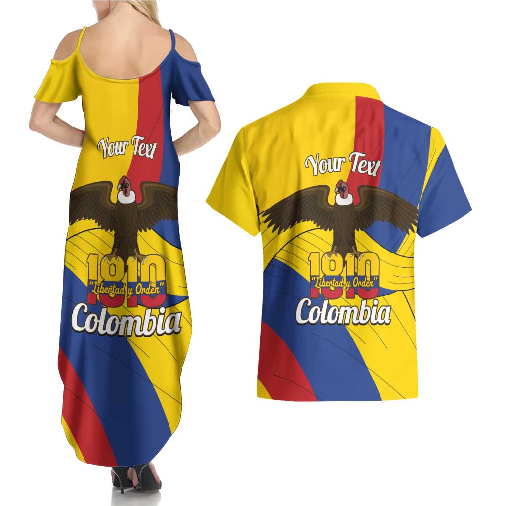 Personalised Colombia Independence Day Couples Matching Summer Maxi Dress and Hawaiian Shirt 1810 Libertad y Orden