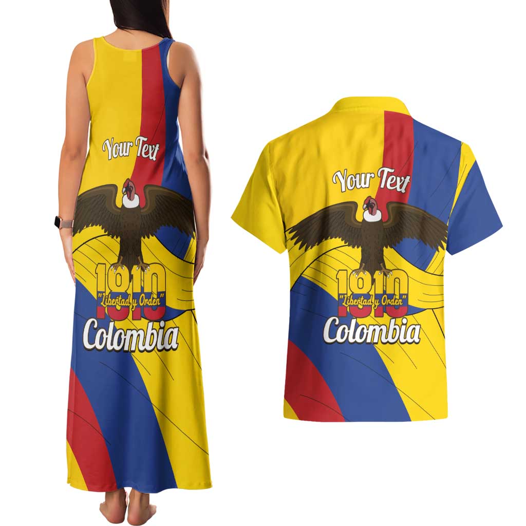 Personalised Colombia Independence Day Couples Matching Tank Maxi Dress and Hawaiian Shirt 1810 Libertad y Orden