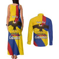 Personalised Colombia Independence Day Couples Matching Tank Maxi Dress and Long Sleeve Button Shirt 1810 Libertad y Orden