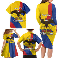 Personalised Colombia Independence Day Family Matching Long Sleeve Bodycon Dress and Hawaiian Shirt 1810 Libertad y Orden