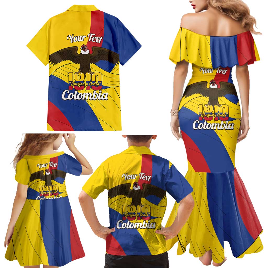 Personalised Colombia Independence Day Family Matching Mermaid Dress and Hawaiian Shirt 1810 Libertad y Orden