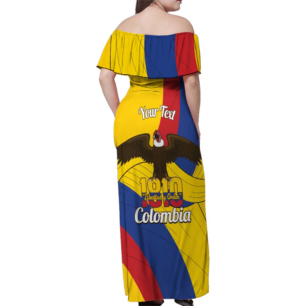 Personalised Colombia Independence Day Family Matching Off Shoulder Maxi Dress and Hawaiian Shirt 1810 Libertad y Orden