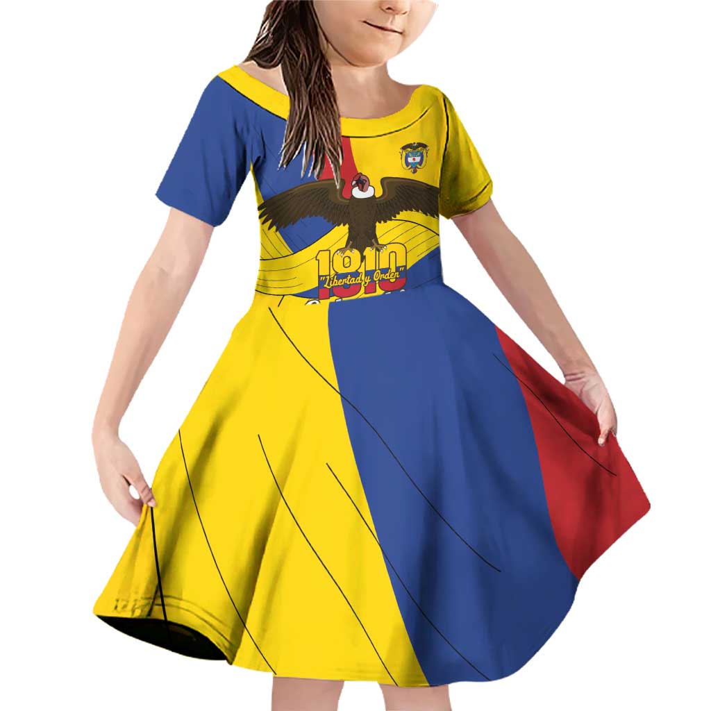 Personalised Colombia Independence Day Family Matching Off Shoulder Short Dress and Hawaiian Shirt 1810 Libertad y Orden