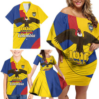 Personalised Colombia Independence Day Family Matching Off Shoulder Short Dress and Hawaiian Shirt 1810 Libertad y Orden