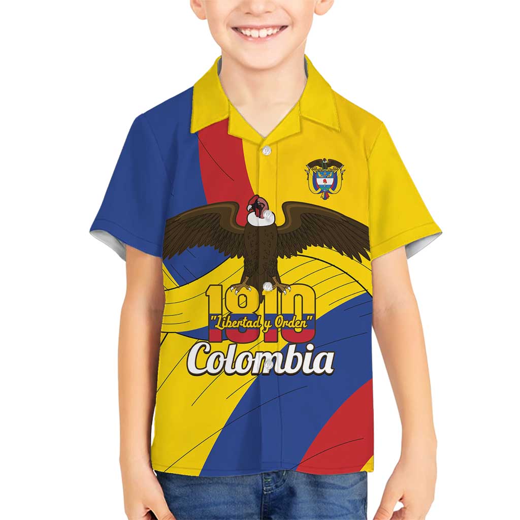 Personalised Colombia Independence Day Family Matching Off Shoulder Short Dress and Hawaiian Shirt 1810 Libertad y Orden