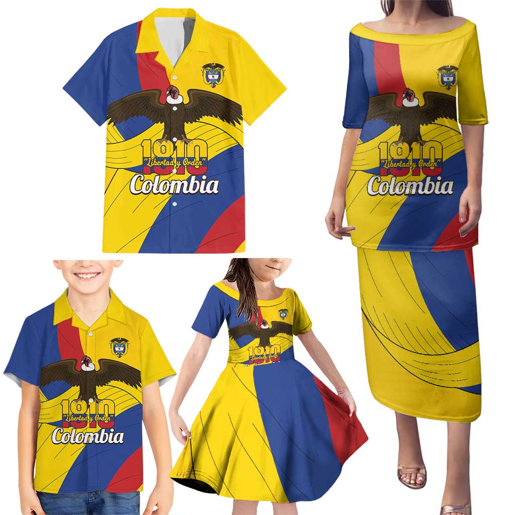Personalised Colombia Independence Day Family Matching Puletasi and Hawaiian Shirt 1810 Libertad y Orden