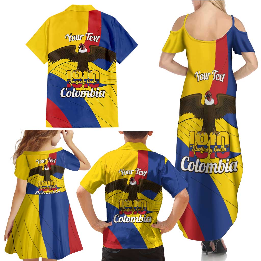 Personalised Colombia Independence Day Family Matching Summer Maxi Dress and Hawaiian Shirt 1810 Libertad y Orden