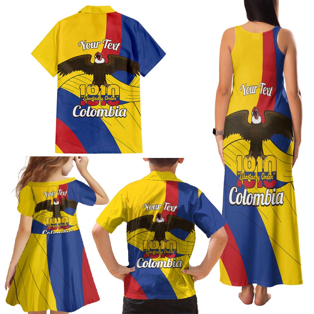 Personalised Colombia Independence Day Family Matching Tank Maxi Dress and Hawaiian Shirt 1810 Libertad y Orden