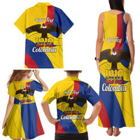 Personalised Colombia Independence Day Family Matching Tank Maxi Dress and Hawaiian Shirt 1810 Libertad y Orden
