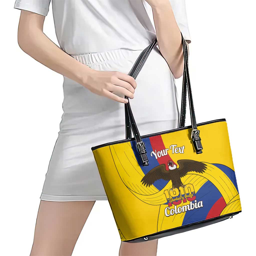 Personalised Colombia Independence Day Leather Tote Bag 1810 Libertad y Orden
