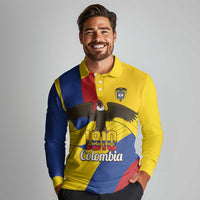 Personalised Colombia Independence Day Long Sleeve Polo Shirt 1810 Libertad y Orden