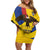 Personalised Colombia Independence Day Off Shoulder Short Dress 1810 Libertad y Orden