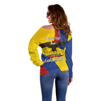 Personalised Colombia Independence Day Off Shoulder Sweater 1810 Libertad y Orden