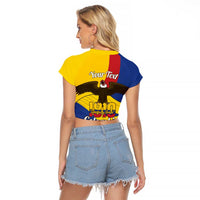 Personalised Colombia Independence Day Raglan Cropped T Shirt 1810 Libertad y Orden