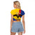 Personalised Colombia Independence Day Raglan Cropped T Shirt 1810 Libertad y Orden