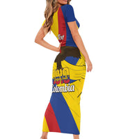 Personalised Colombia Independence Day Short Sleeve Bodycon Dress 1810 Libertad y Orden