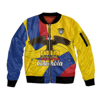 Personalised Colombia Independence Day Sleeve Zip Bomber Jacket 1810 Libertad y Orden