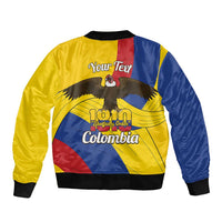 Personalised Colombia Independence Day Sleeve Zip Bomber Jacket 1810 Libertad y Orden