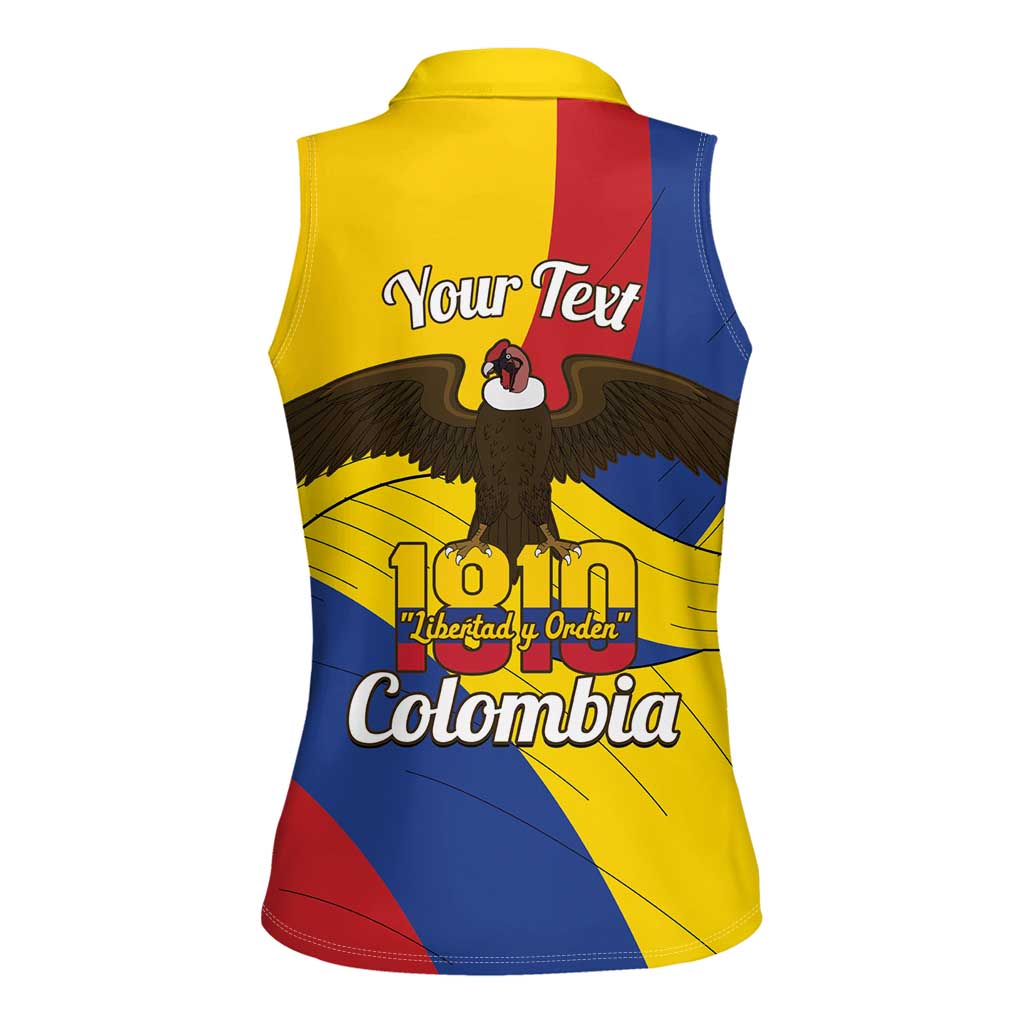 Personalised Colombia Independence Day Women Sleeveless Polo Shirt 1810 Libertad y Orden