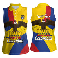 Personalised Colombia Independence Day Women Sleeveless Polo Shirt 1810 Libertad y Orden