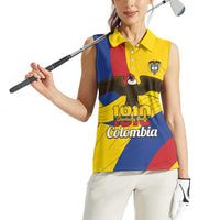 Personalised Colombia Independence Day Women Sleeveless Polo Shirt 1810 Libertad y Orden
