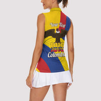 Personalised Colombia Independence Day Women Sleeveless Polo Shirt 1810 Libertad y Orden