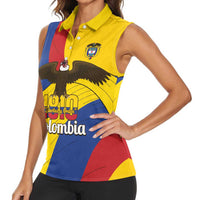 Personalised Colombia Independence Day Women Sleeveless Polo Shirt 1810 Libertad y Orden