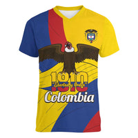 Personalised Colombia Independence Day Women V-Neck T-Shirt 1810 Libertad y Orden
